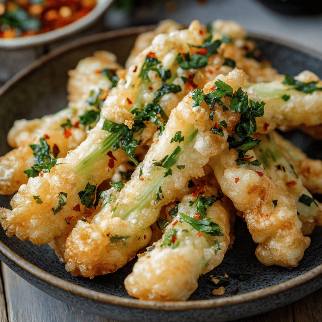 Calçots rebozados en tempura