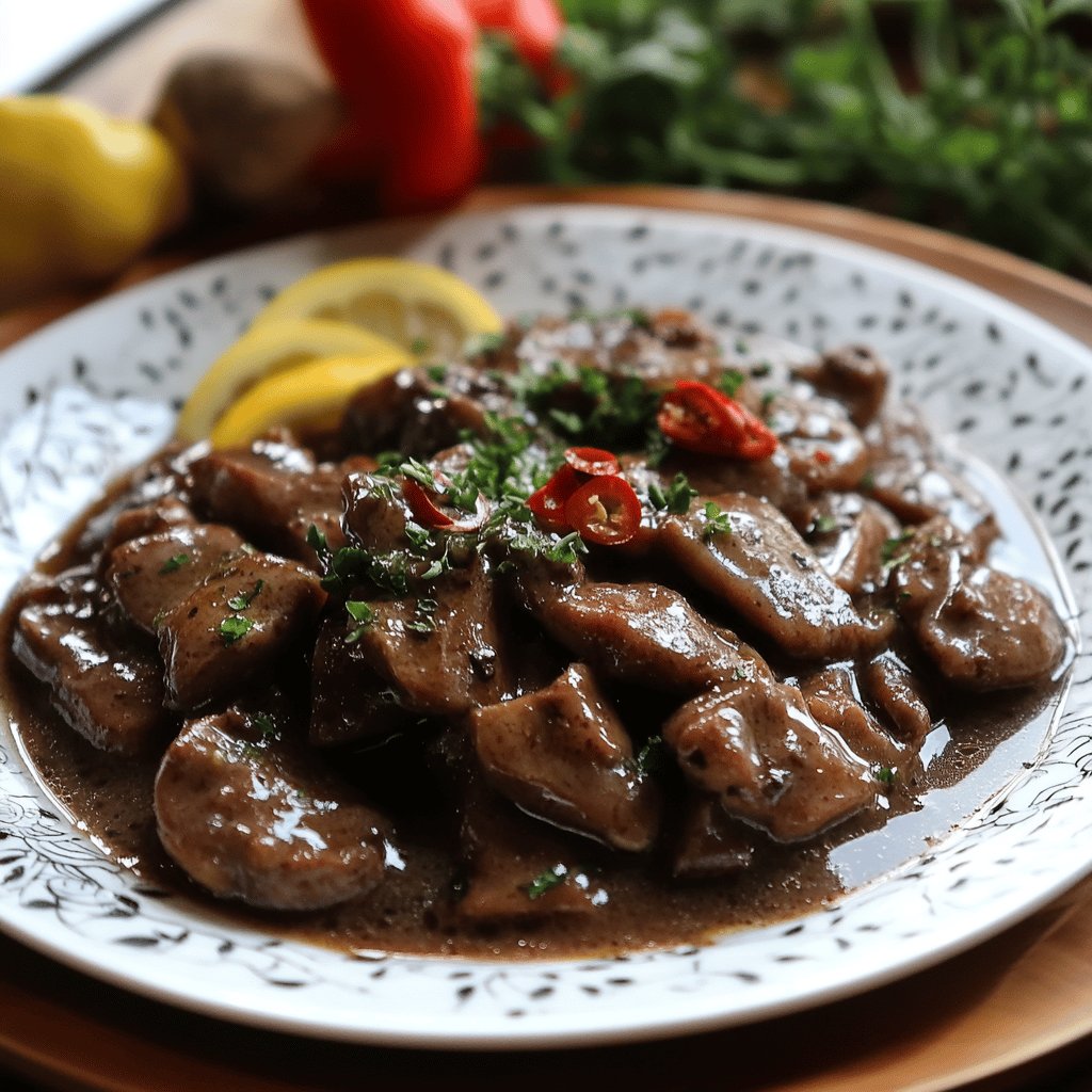 Higaditos de pollo en salsa con vino blanco