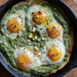 Huevos en salsa verde con queso