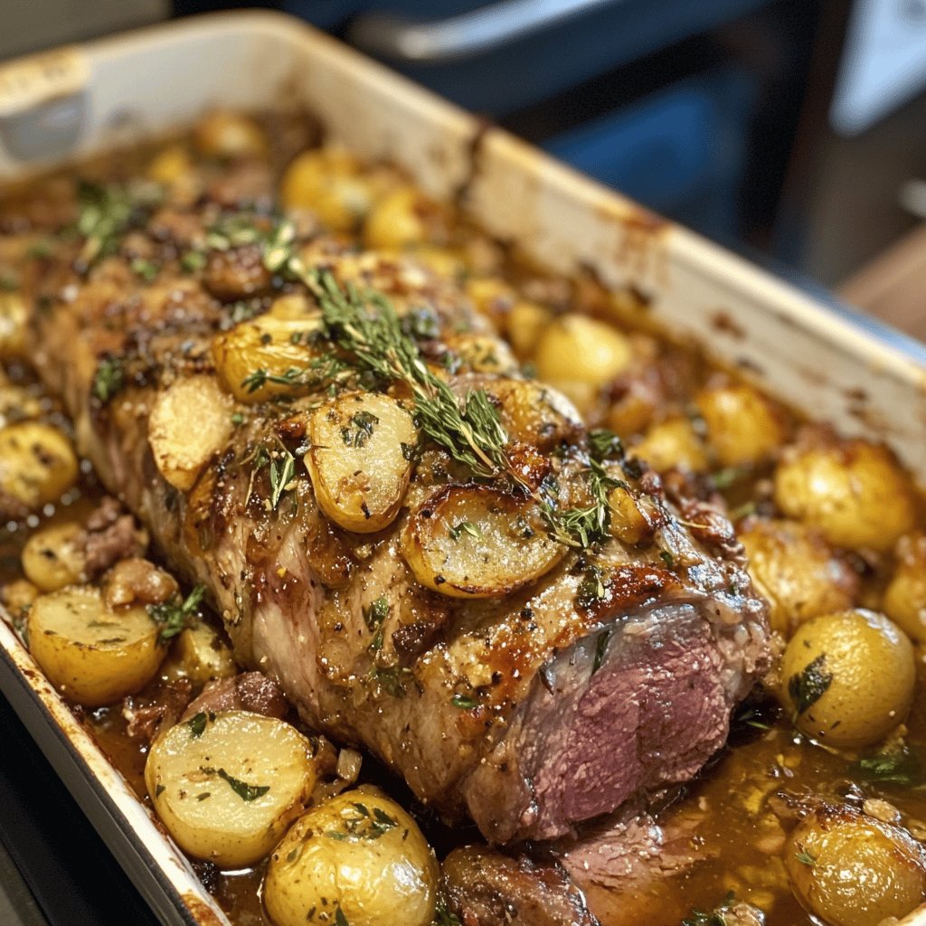 Pierna de cordero al horno con vino blanco