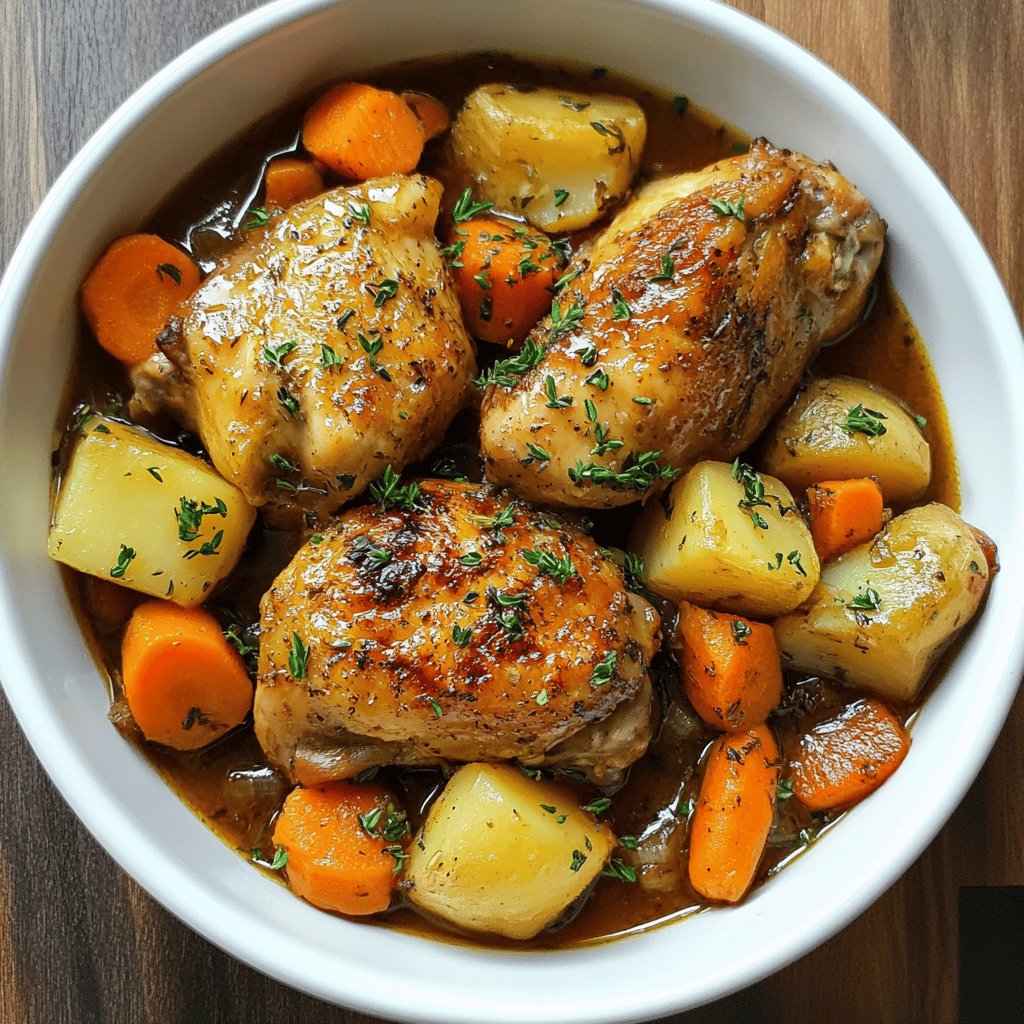 Pollo guisado con papas y zanahorias