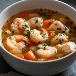 Caldo de pescado con camarón