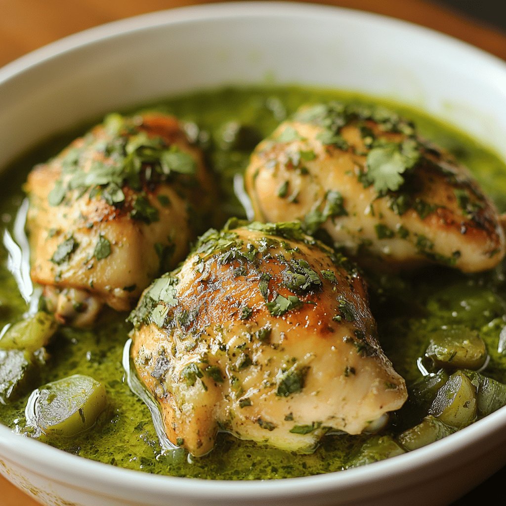 Pollo en salsa verde con nopales