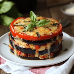 Timbal de berenjena, tomate y queso