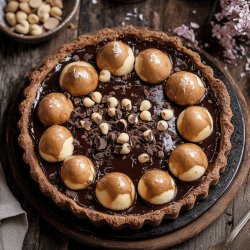 Tarta de chocolate con profiteroles