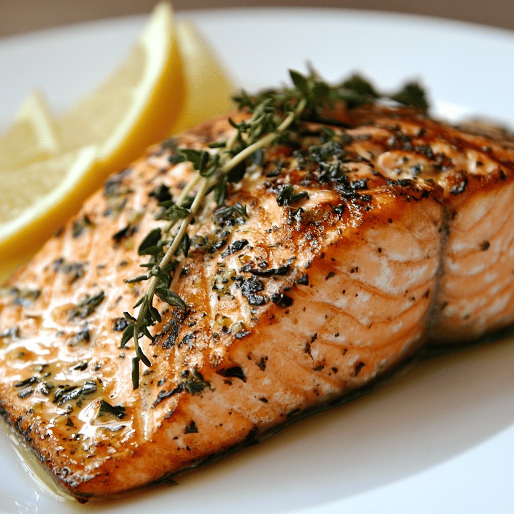 Salmón a la plancha a las finas hierbas