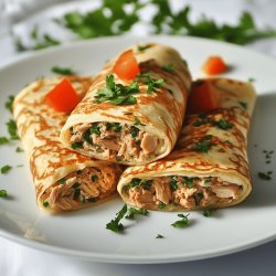 Crepes salados rellenos de atún