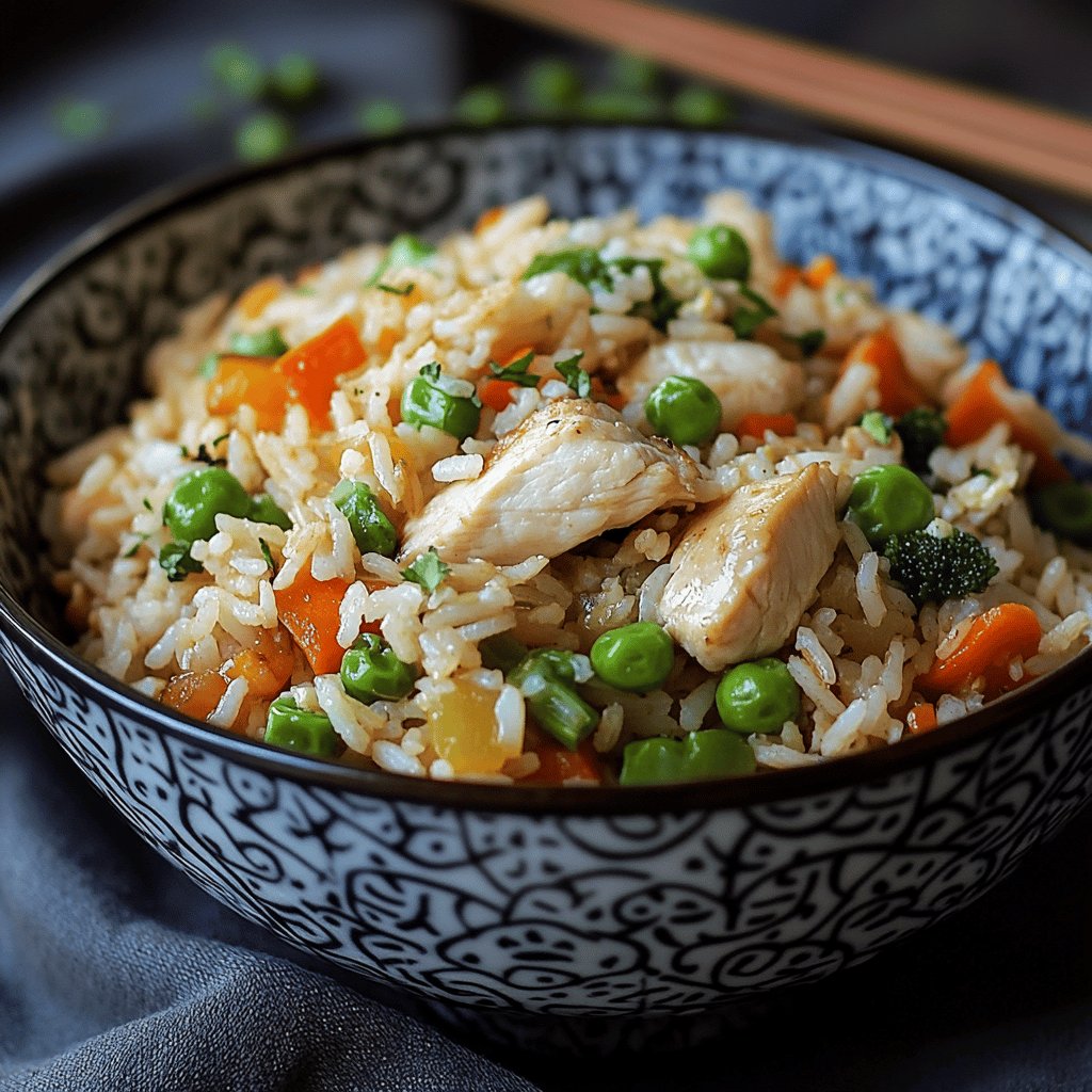 Arroz salteado con pollo y verduras