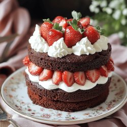 Pastel de chocolate con fresas y crema