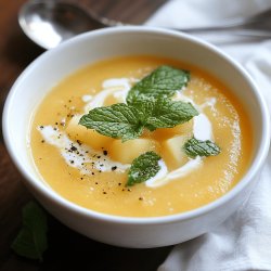 Sopa de melón con menta y yogur