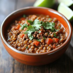 Lentejas colombianas con carne molida