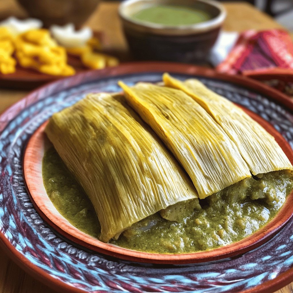 Tamales en salsa verde