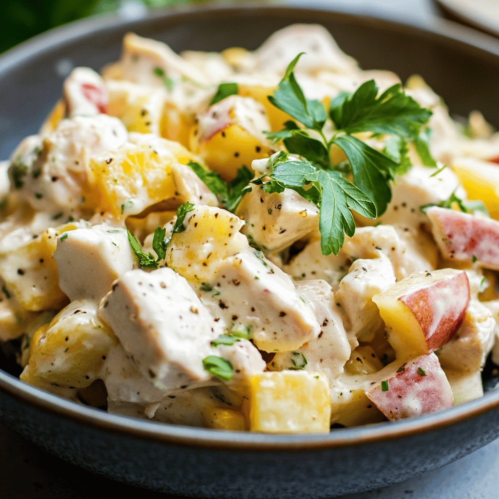 Ensalada de pollo y manzana con mayonesa