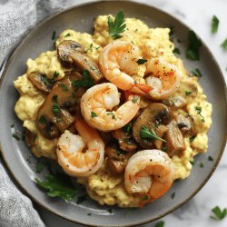 Receta de Revuelto de champiñones y gambas