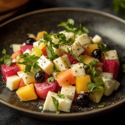 Ensalada de frutas con queso