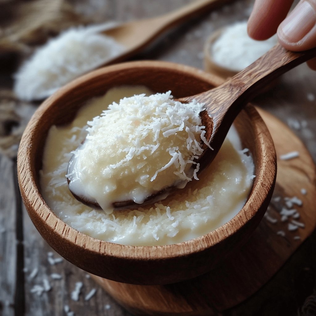 Helado de leche con coco rallado