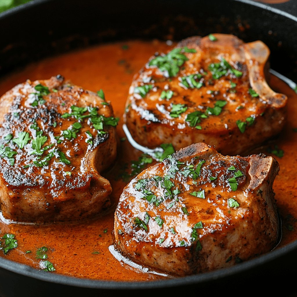 Chuletas de cerdo en salsa de chipotle