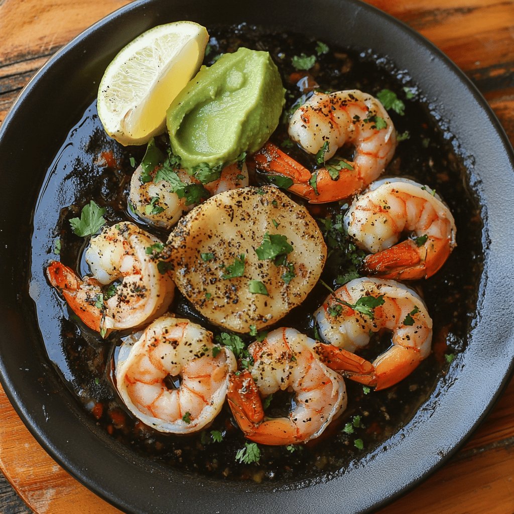 Receta de Camarones en aguachile negro