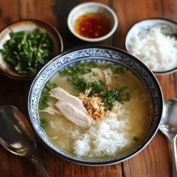 Caldo de pollo con arroz