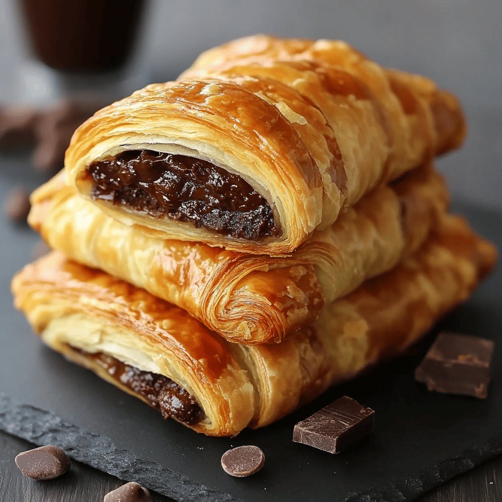 Croissant de chocolate con masa de hojaldre