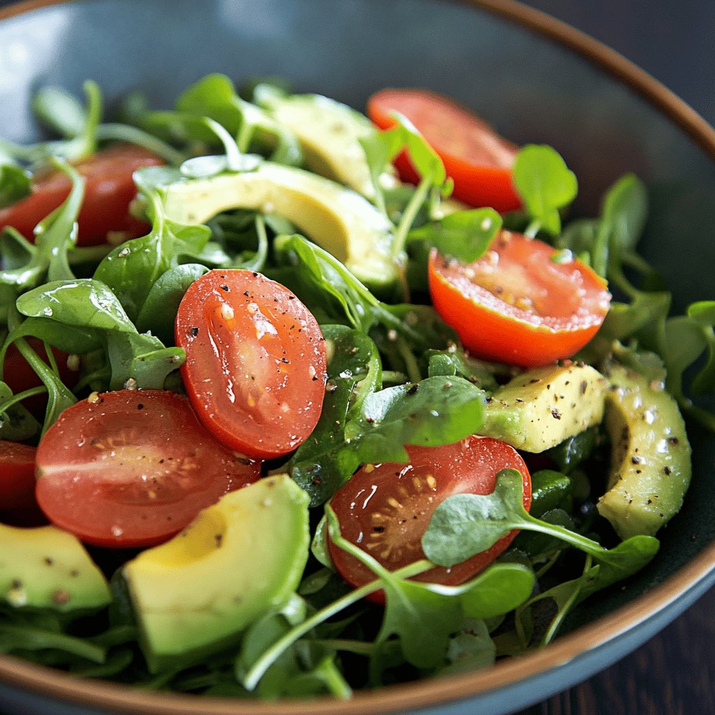 Ensalada de berros, tomate y aguacate