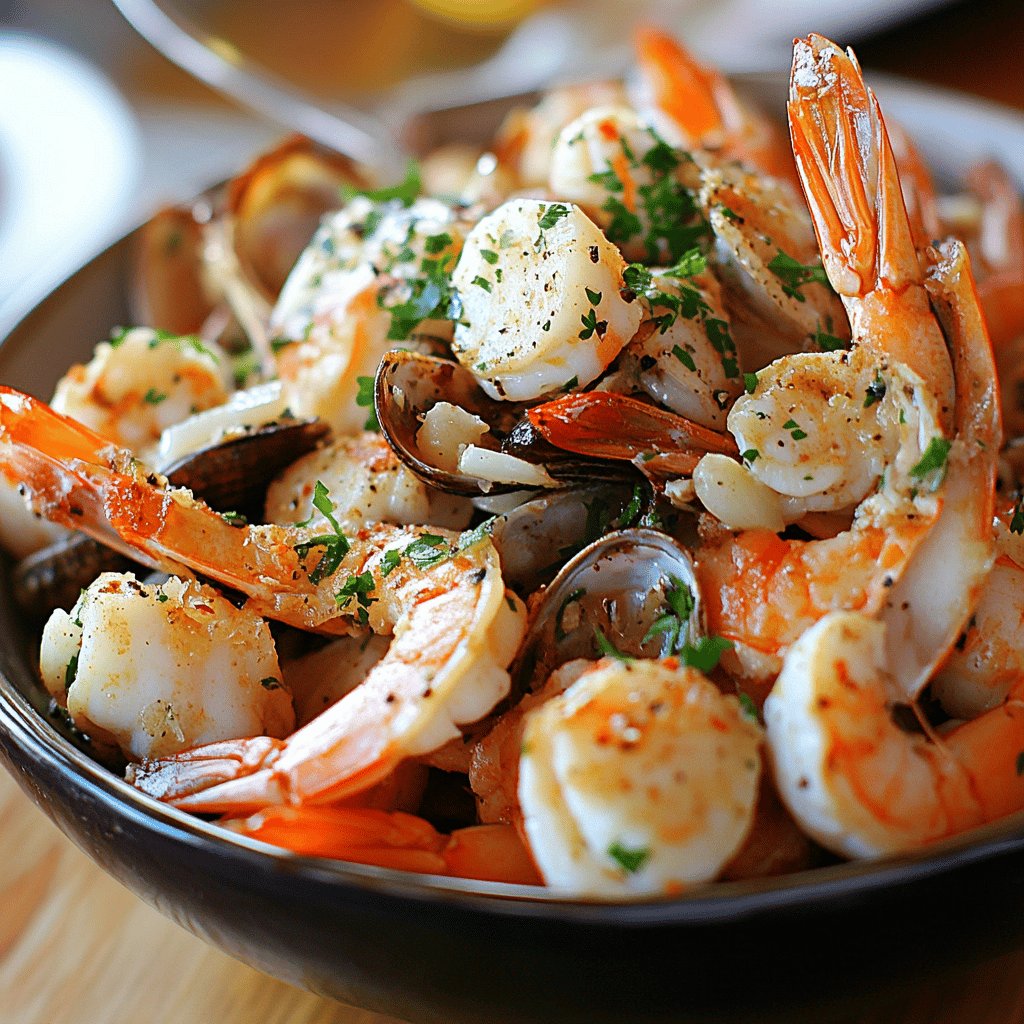 Receta de Mariscada al ajillo