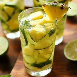 Agua de alfalfa con limón y piña