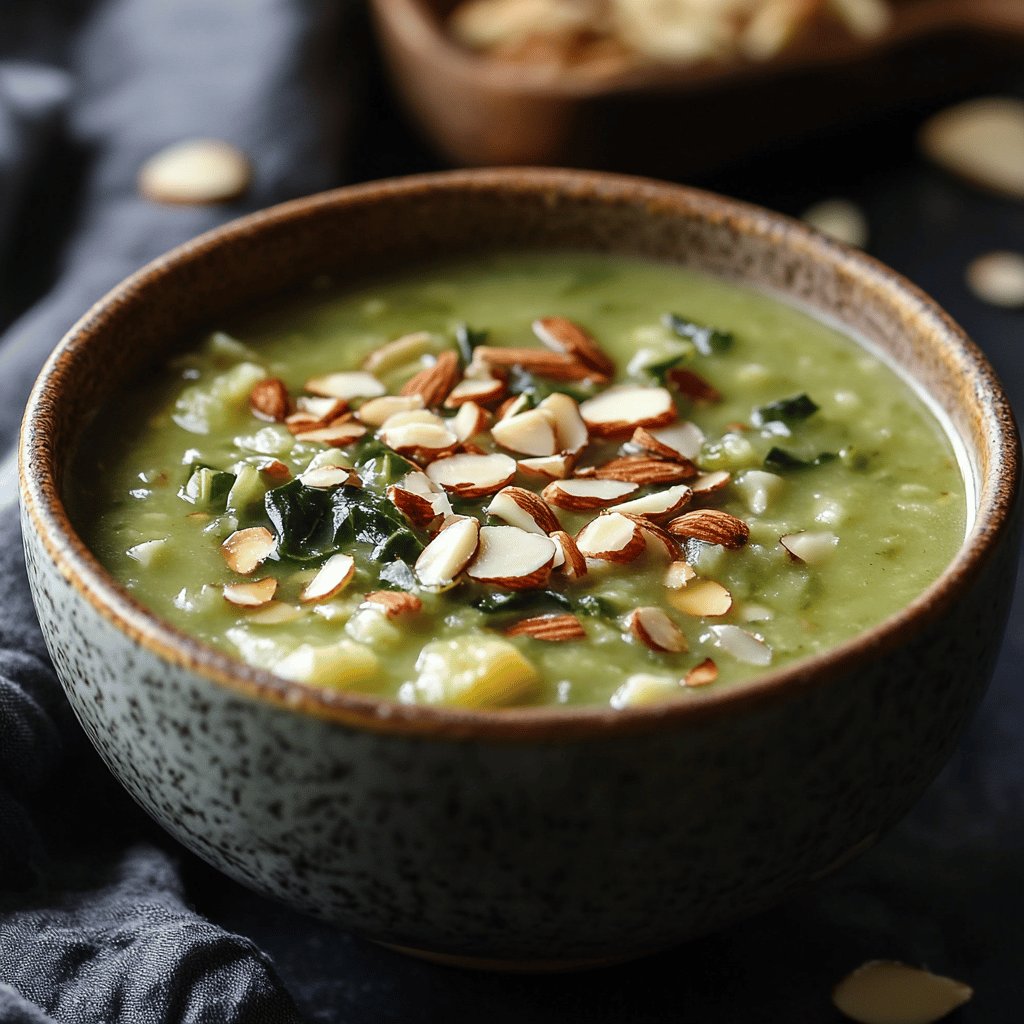 Sopa de escarola con almendras