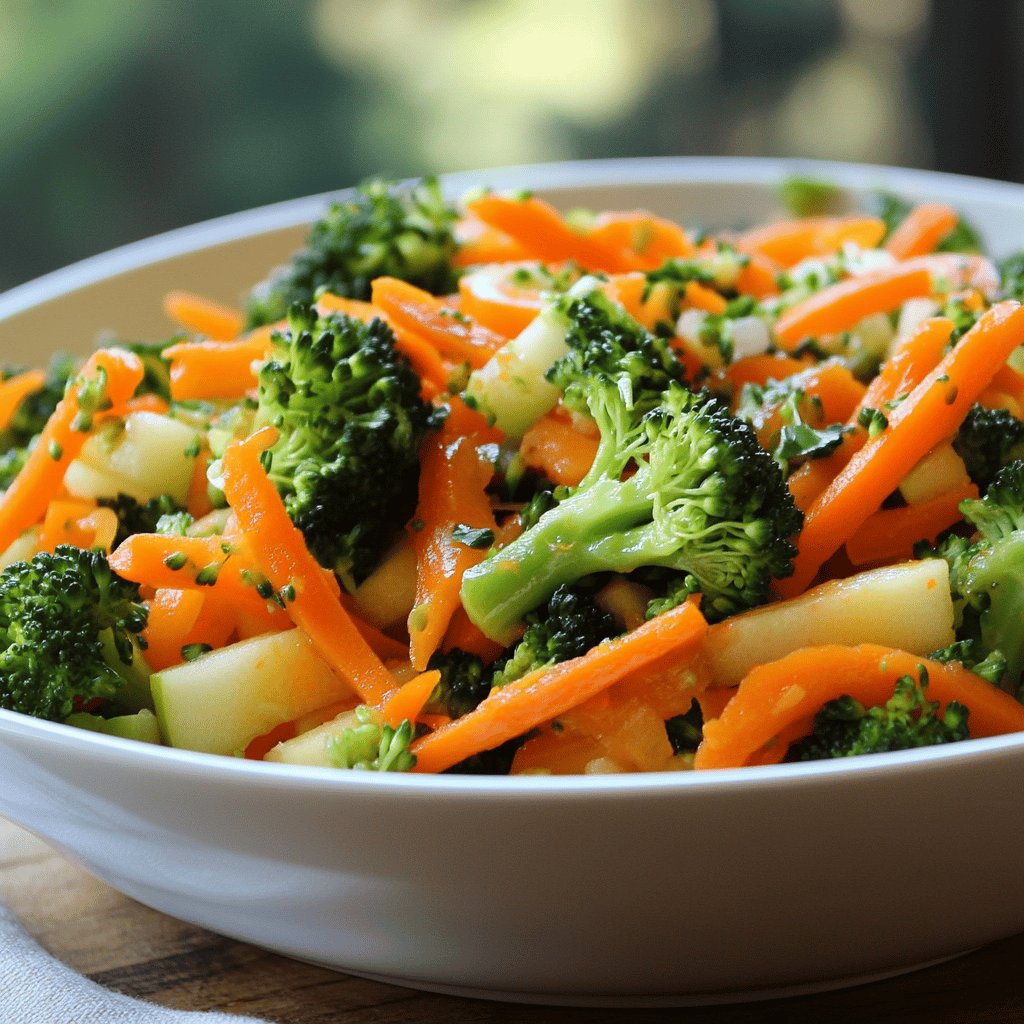 Ensalada de brócoli, zanahoria y manzana