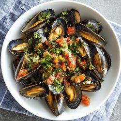 Mejillones con picadillo a la vinagreta