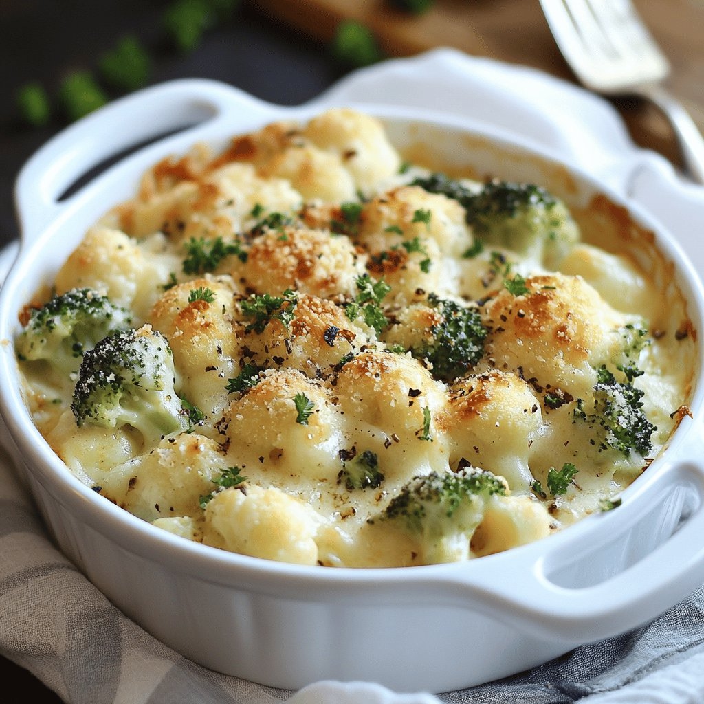 Brócoli y coliflor gratinados