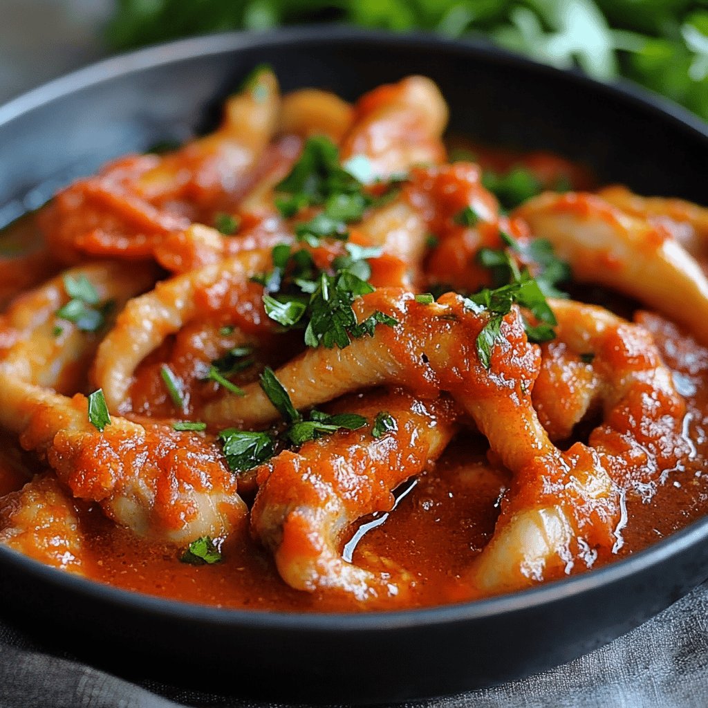 Patas de Pollo en Salsa de Tomate