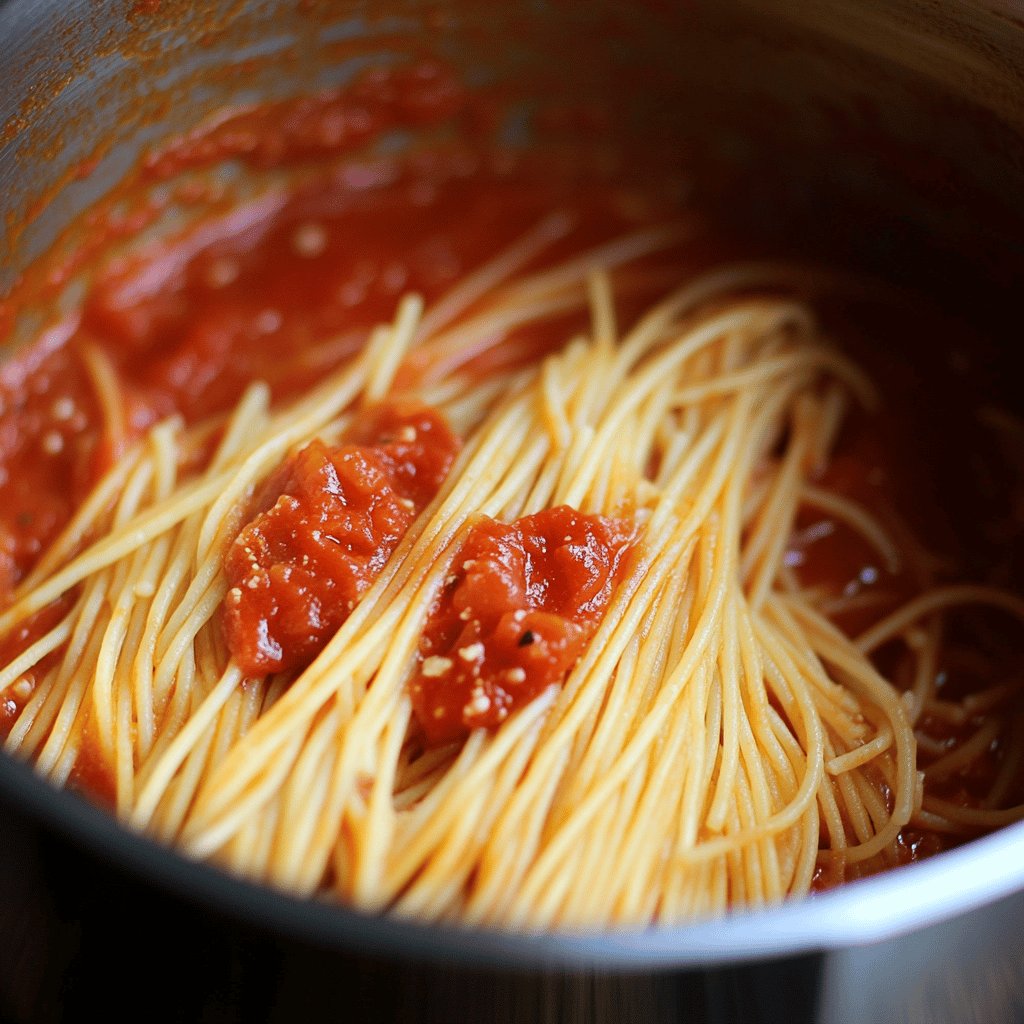 Espaguetis en salsa roja