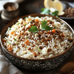 Arroz con lentejas árabe (mujaddara)