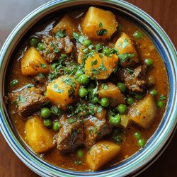 Guiso de ternera con patatas y guisantes