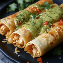 Flautas de pollo en salsa verde