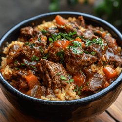 Carne guisada con arroz