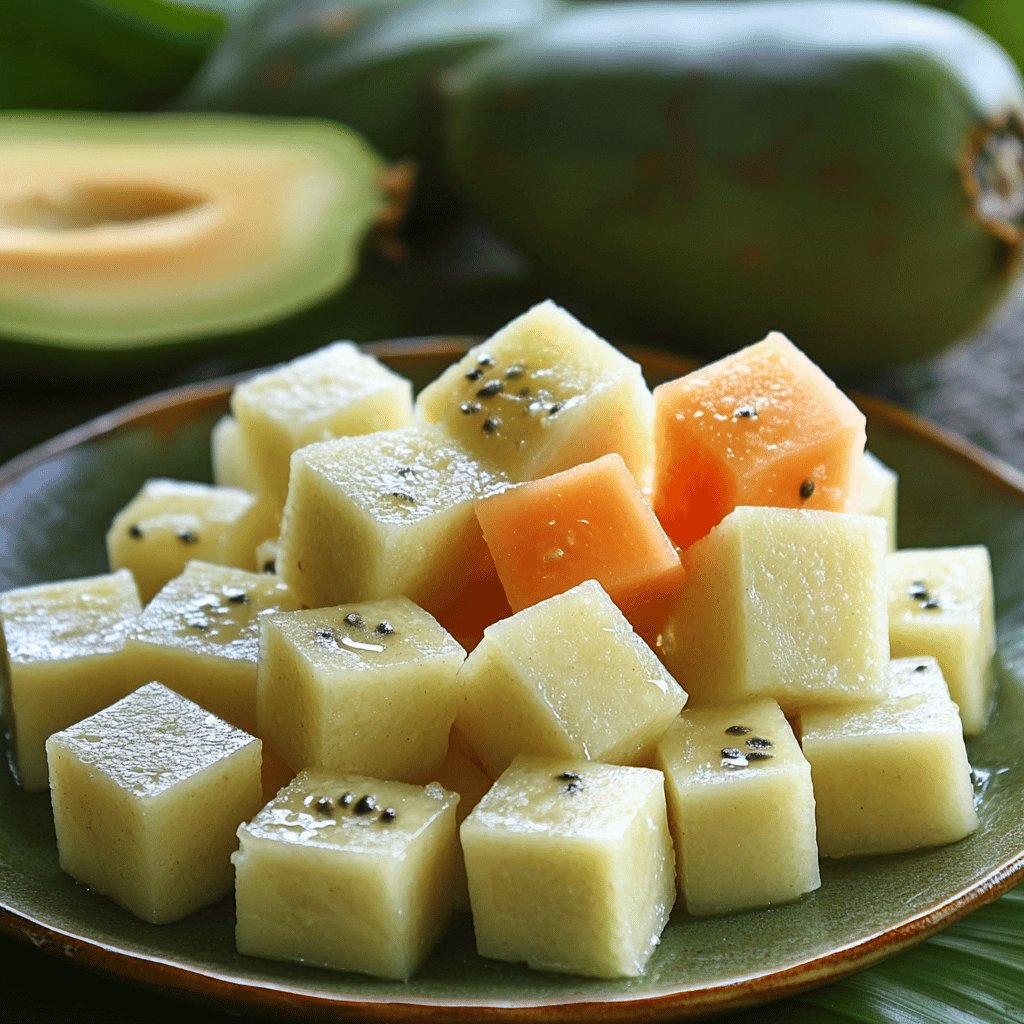 Cubinhos de Doce de Mamão Verde