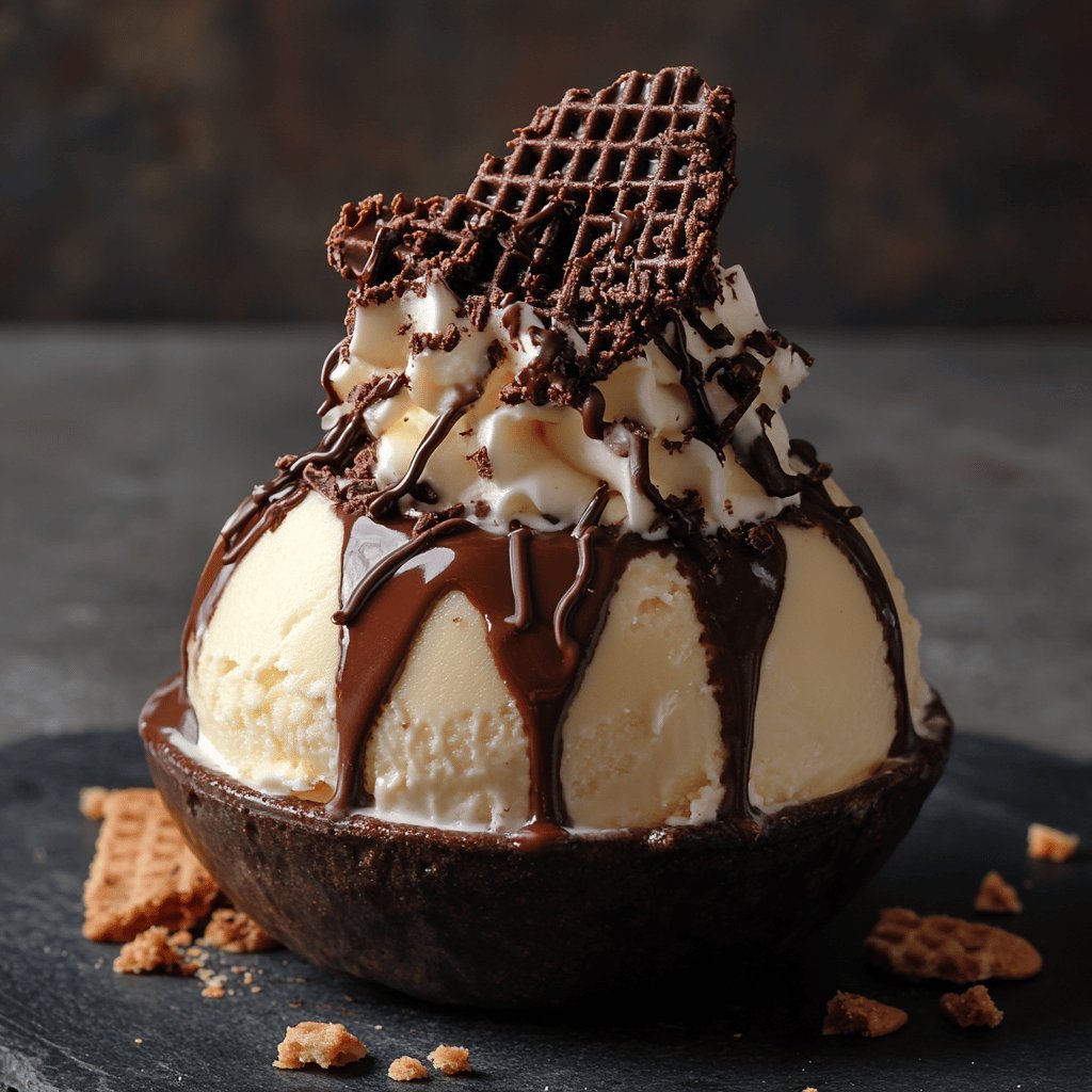 Pavê de Sorvete com Wafer e Chocolate