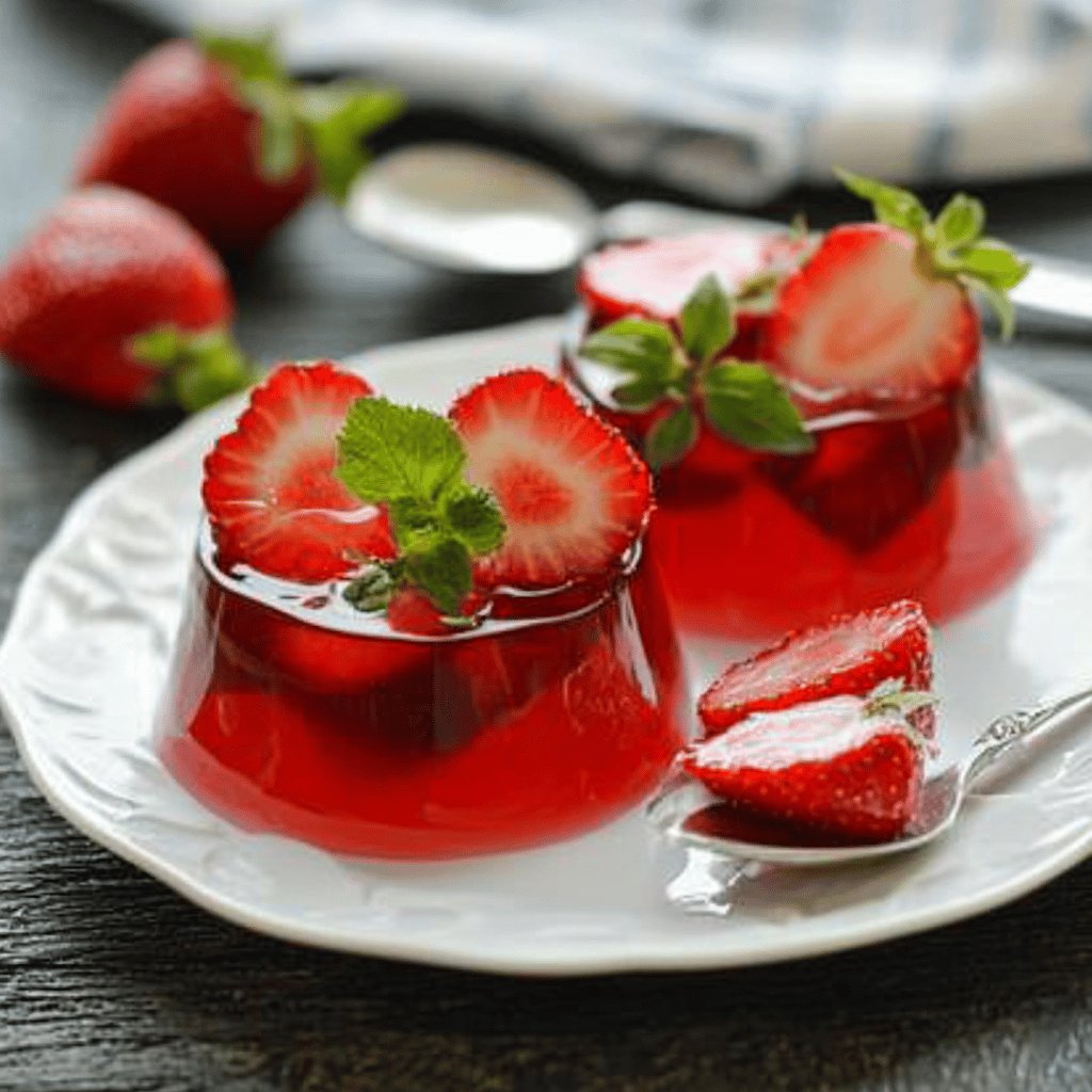 Gelatina Cremosa com Morangos