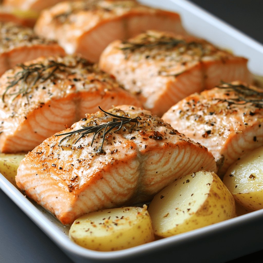 Salmão Assado com Batatas