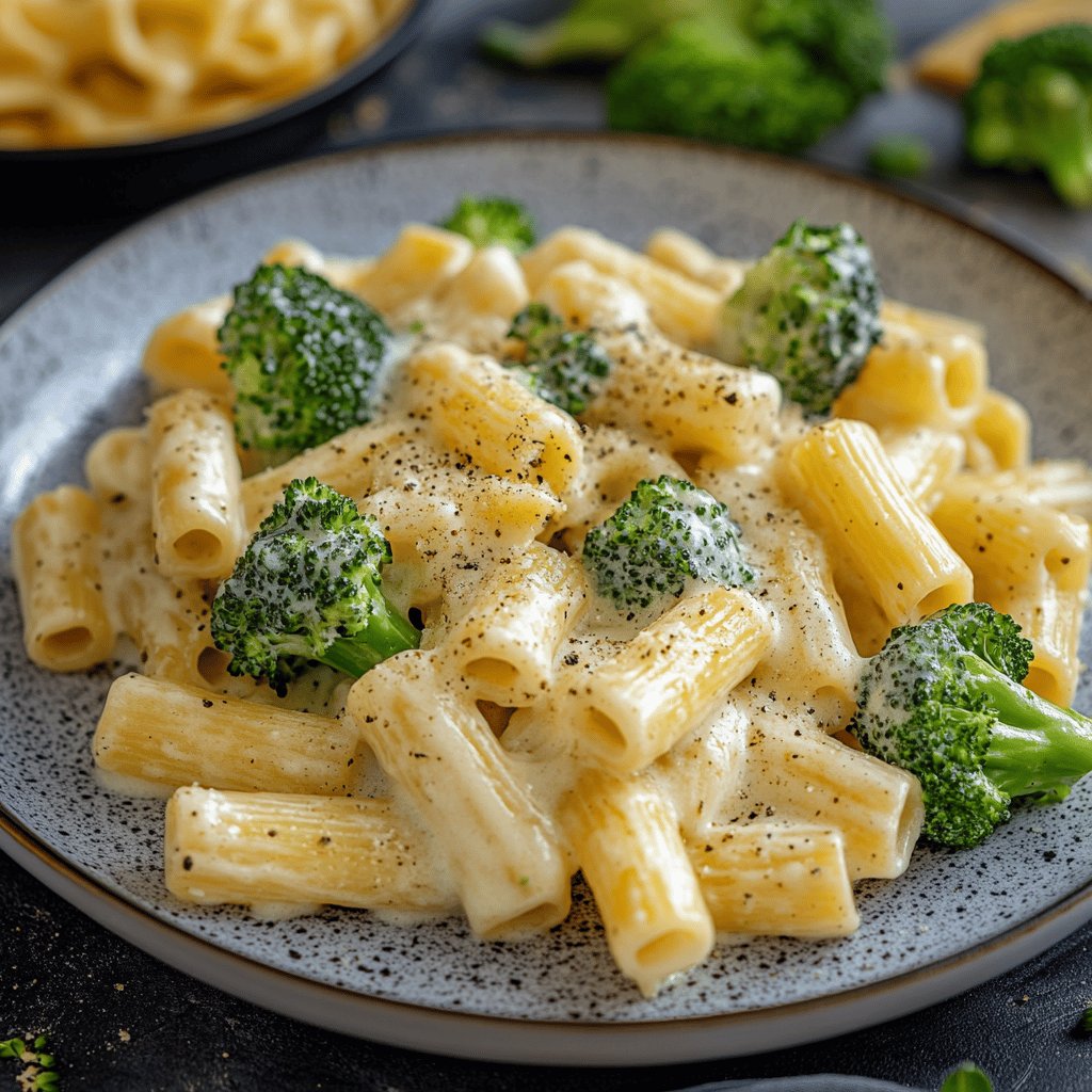 Macarrão com Molho Branco e Brócolis