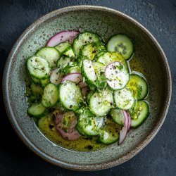 Einfacher Gurkensalat mit Essig und Öl