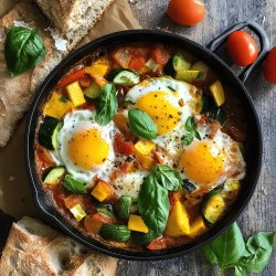 Shakshuka mit Ei und Gemüse