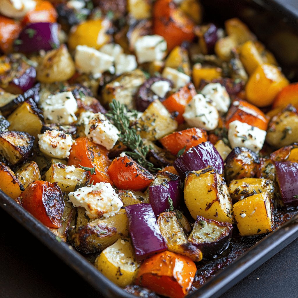 Buntes Ofengemüse mit Feta