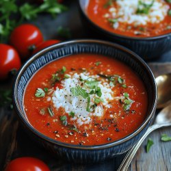 Einfache Tomatensuppe mit Reis