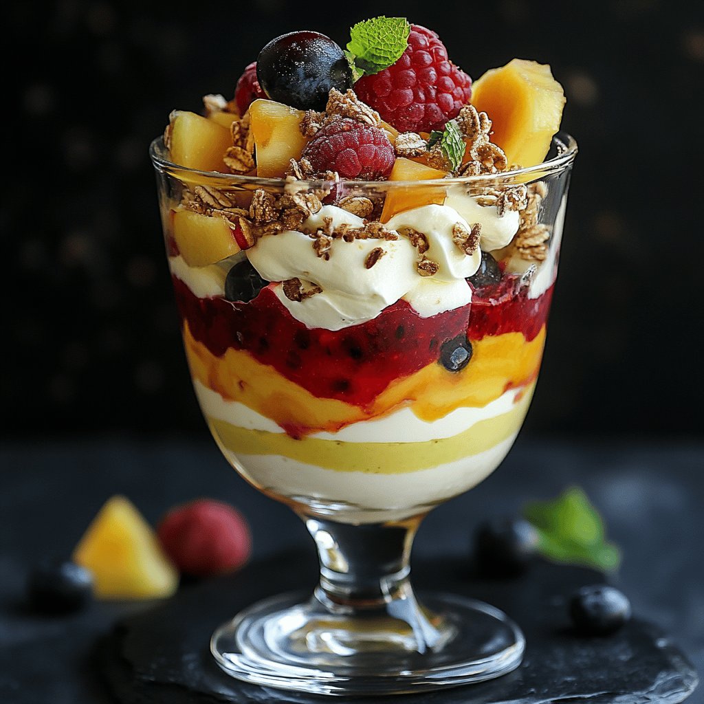 Fruchtiges Mascarpone-Dessert im Glas