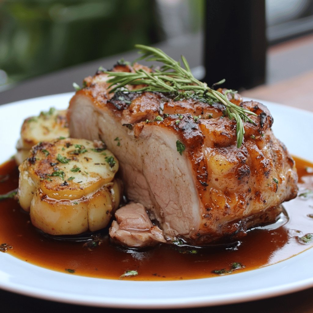 Bayerischer Schweinebraten mit Lavendel