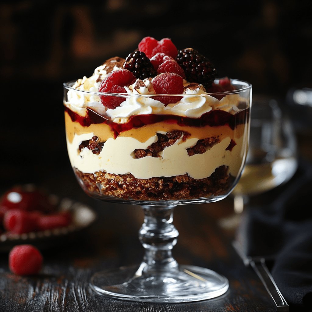 Klassisches Trifle mit Rum und Sherry