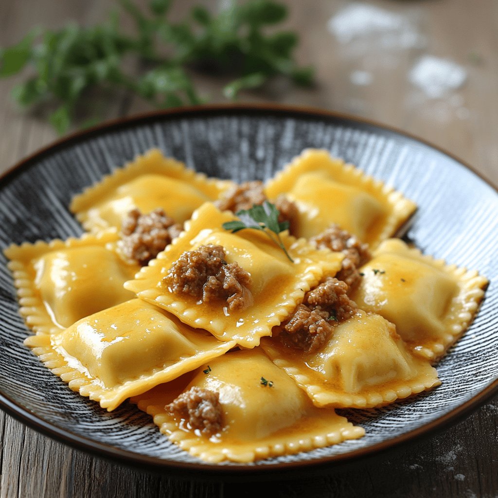 Hausgemachte Ravioli mit Fleischfüllung